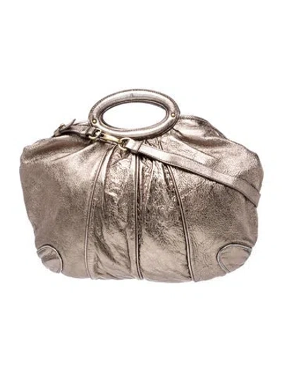 Pre-owned Cynthia Rowley Leather Top Handle Bag In Grey/metallic