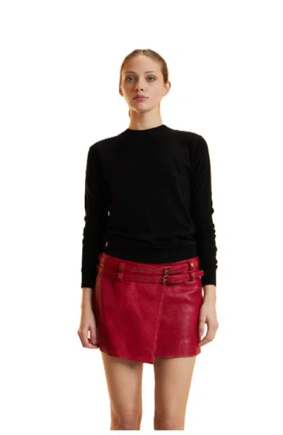 Cynthia Rowley Leather Wrap Skirt In Black