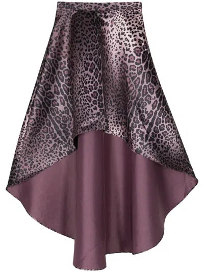 Cynthia Rowley Leopardess Satin Maxi Skirt In Purple