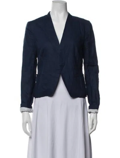 Pre-owned Cynthia Rowley Linen Blazer In Blue