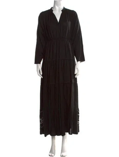 Pre-owned Cynthia Rowley Linen Long Dress In Black