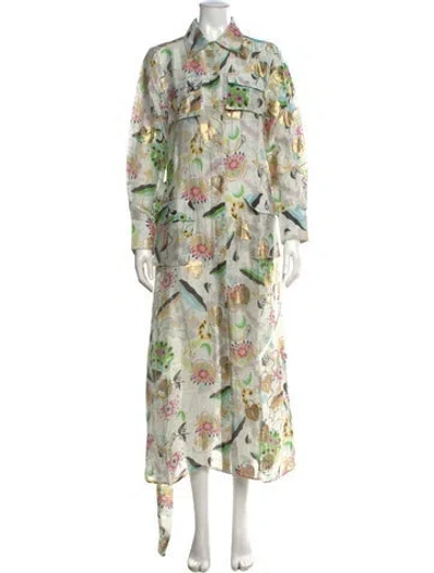 Pre-owned Cynthia Rowley Linen Long Dress W/ Tags In White