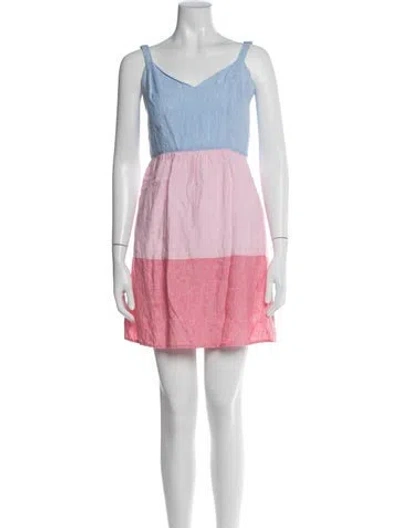 Pre-owned Cynthia Rowley Linen Mini Dress In Blue