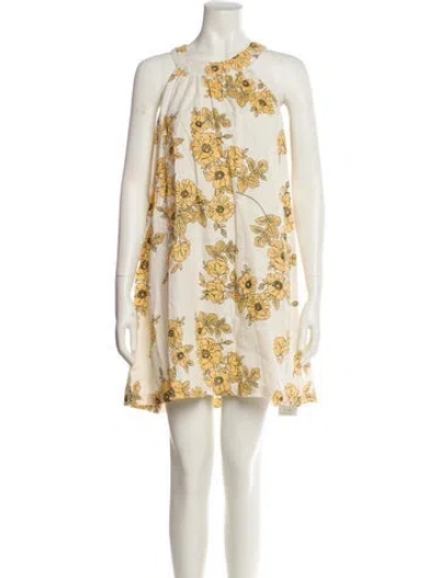 Pre-owned Cynthia Rowley Linen Mini Dress In Neutral