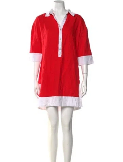 Pre-owned Cynthia Rowley Linen Mini Dress In Red