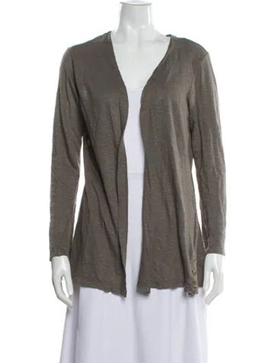 Pre-owned Cynthia Rowley Linen Open Front Sweater In Gray