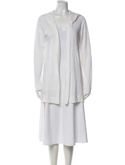Pre-owned Cynthia Rowley Linen Open Front Sweater In White