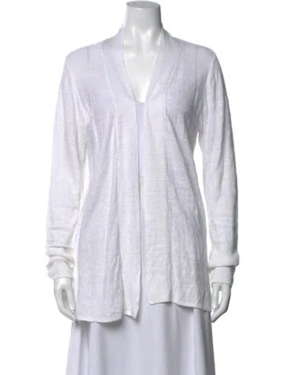 Pre-owned Cynthia Rowley Linen Open Front Sweater In White