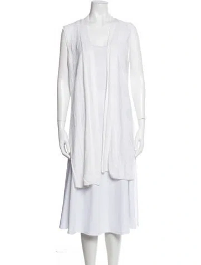 Pre-owned Cynthia Rowley Linen Open Front Sweater In White