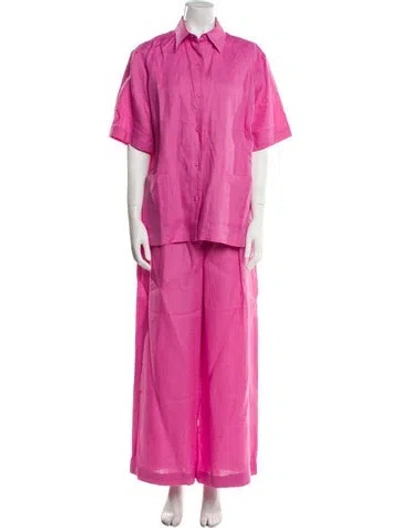 Pre-owned Cynthia Rowley Linen Pantsuit W/ Tags In Pink
