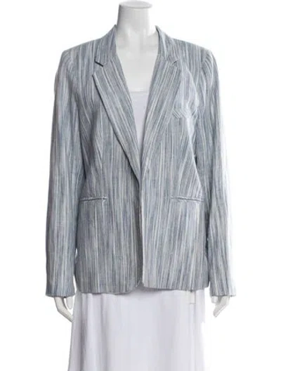 Pre-owned Cynthia Rowley Linen Striped Blazer In Blue