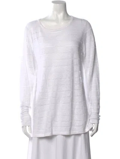 Pre-owned Cynthia Rowley Linen Striped Sweater In White