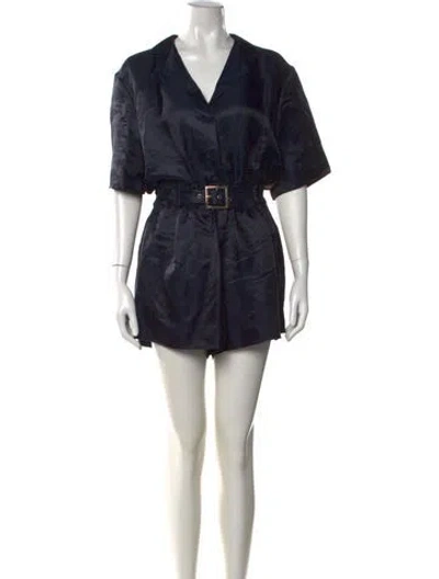 Pre-owned Cynthia Rowley Linen V-neck Jumpsuit In Blue