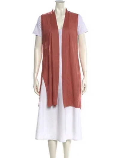 Pre-owned Cynthia Rowley Linen V-neck Sweater In Pink