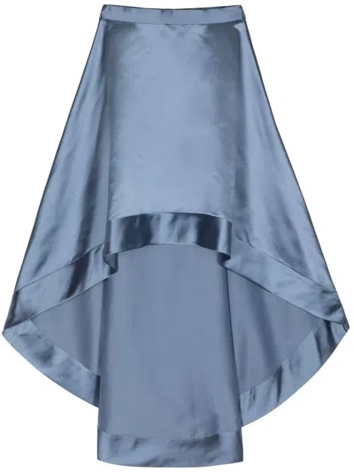 Cynthia Rowley Livia Satin Midi Skirt In 蓝色