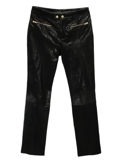 Cynthia Rowley Lola Leather Trosuers In Black