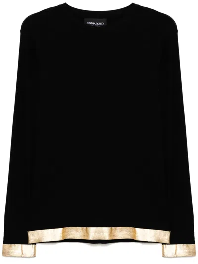 Cynthia Rowley Long-sleeved T-shirt In Black