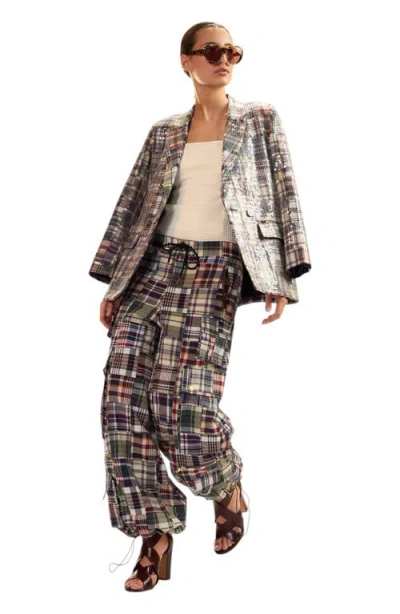 Cynthia Rowley Marisol Madras Sequin Blazer In Multi