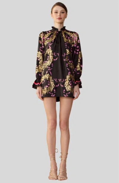 Cynthia Rowley Marseille Shift Dress In Black Gold