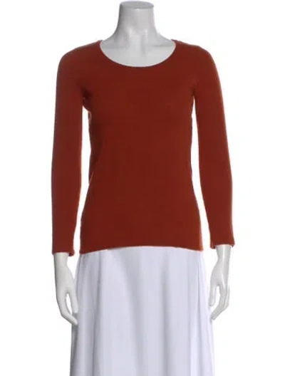 Pre-owned Cynthia Rowley Merino Wool Crew Neck Sweater In Orange