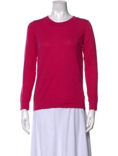 Pre-owned Cynthia Rowley Merino Wool Crew Neck Sweater In Pink