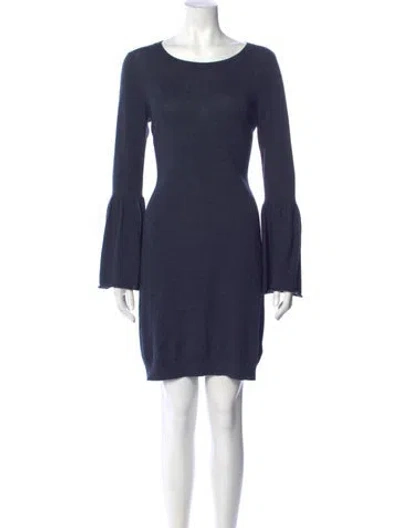 Pre-owned Cynthia Rowley Merino Wool Mini Dress In Blue