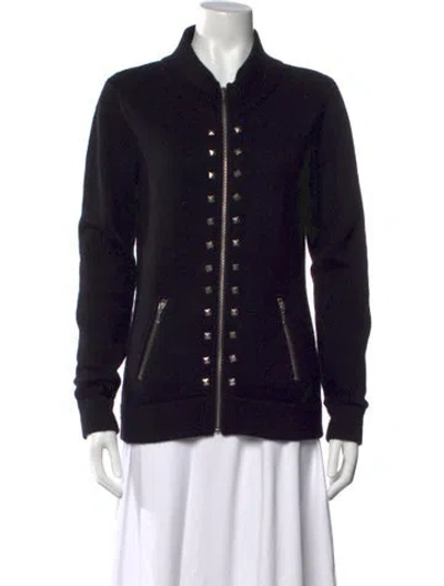 Pre-owned Cynthia Rowley Merino Wool Open Front Sweater In Black