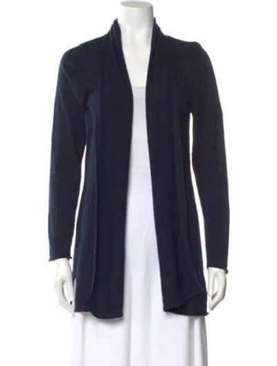 Pre-owned Cynthia Rowley Merino Wool Open Front Sweater In Blue