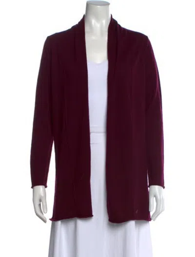 Pre-owned Cynthia Rowley Merino Wool Open Front Sweater In Burgundy