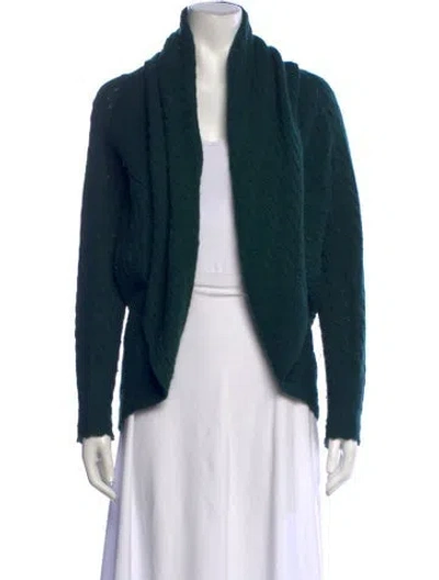 Pre-owned Cynthia Rowley Merino Wool Open Front Sweater In Green