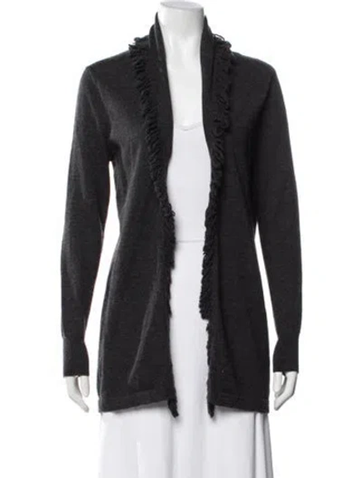 Pre-owned Cynthia Rowley Merino Wool Open Front Sweater In Grey