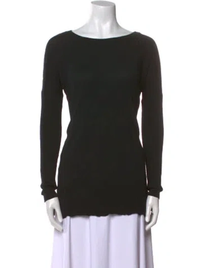 Pre-owned Cynthia Rowley Merino Wool Scoop Neck Sweater In Black