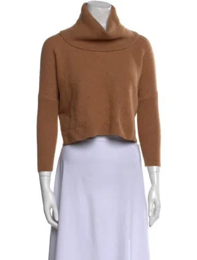 Pre-owned Cynthia Rowley Merino Wool Turtleneck Sweater In Brown