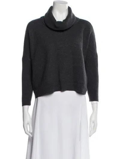 Pre-owned Cynthia Rowley Merino Wool Turtleneck Sweater In Gray