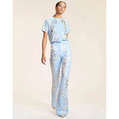 Cynthia Rowley Metallic Bonded Pants In Brown
