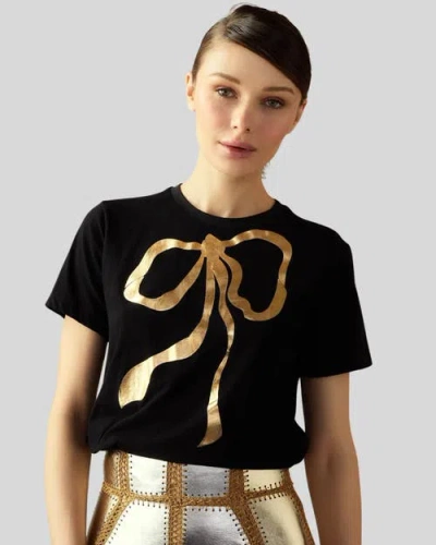 Cynthia Rowley Metallic Bow Tee In Black