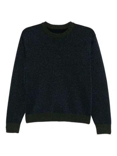 Cynthia Rowley Metallic Crew-neck Sweater In Blue