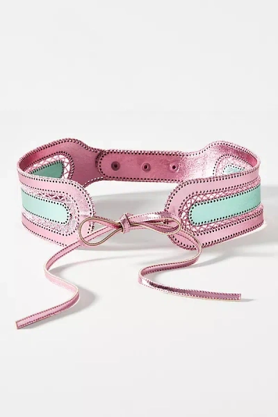 Cynthia Rowley Metallic Wrap Belt In Pink