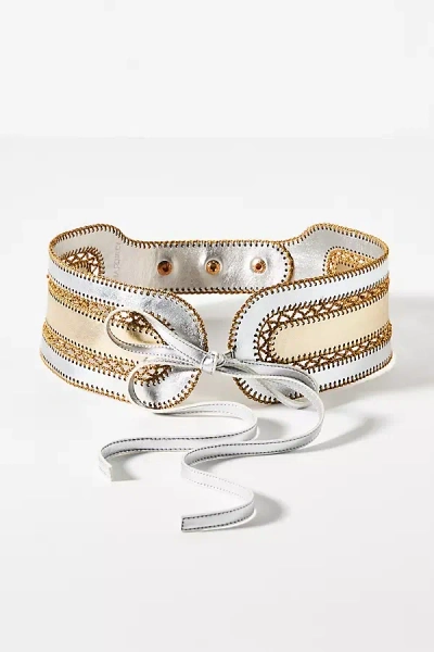 Cynthia Rowley Metallic Wrap Belt In Silver