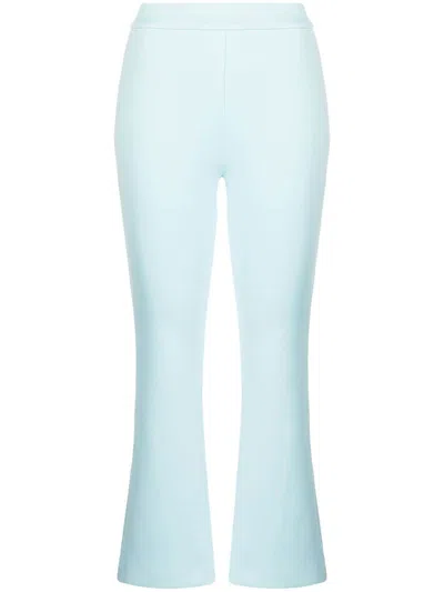 Cynthia Rowley Mid-rise Flared Cropped Trousers In Blue