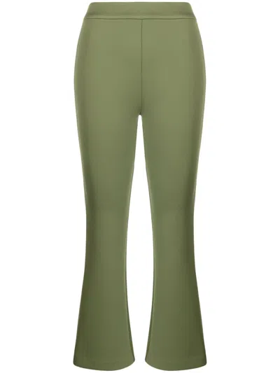 Cynthia Rowley Mid-rise Flared Cropped Trousers In Green