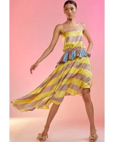 Cynthia Rowley Mila Silk Asymmetrical Dress In Yellow