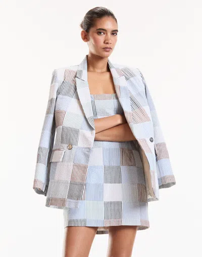 Cynthia Rowley Millie Seersucker Blazer In White