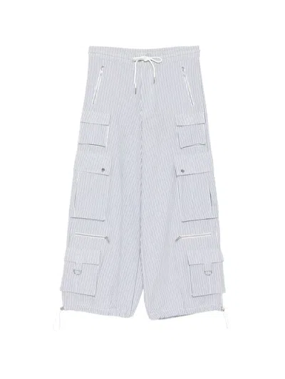 Cynthia Rowley Millie Seersucker Cargo Pants In Blue