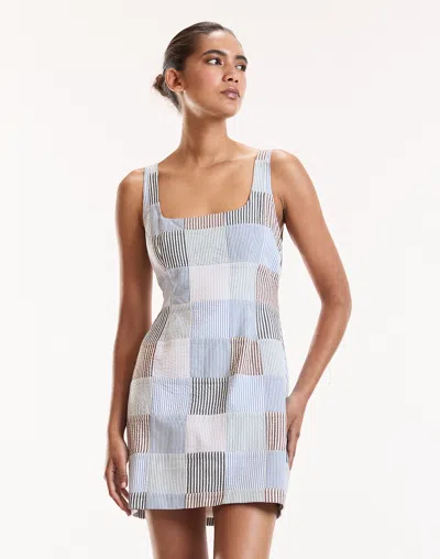 Cynthia Rowley Seersucker Madras Mini Dress In Pattern
