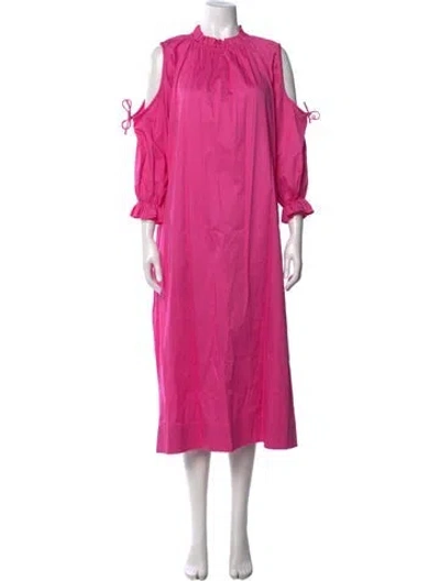 Pre-owned Cynthia Rowley Mock Neck Midi Length Dress In Pink