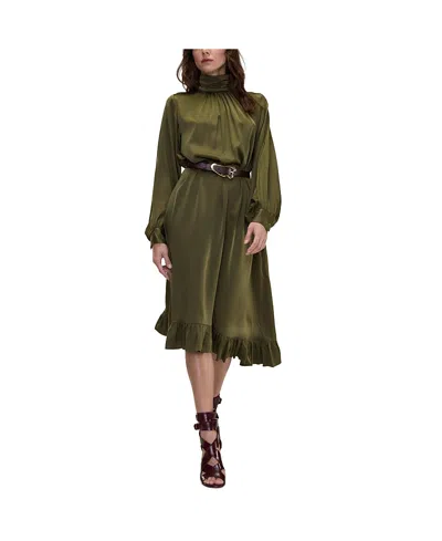 Cynthia Rowley Monroe Silk Charmeuse Dress In Dark_olive
