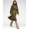 Cynthia Rowley Monroe Silk Charmeuse Dress In Dark_olive