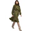 Cynthia Rowley Monroe Silk Charmeuse Dress In Green