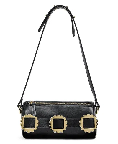 Cynthia Rowley Multi-buckle Leather Shoulder Bag In Black